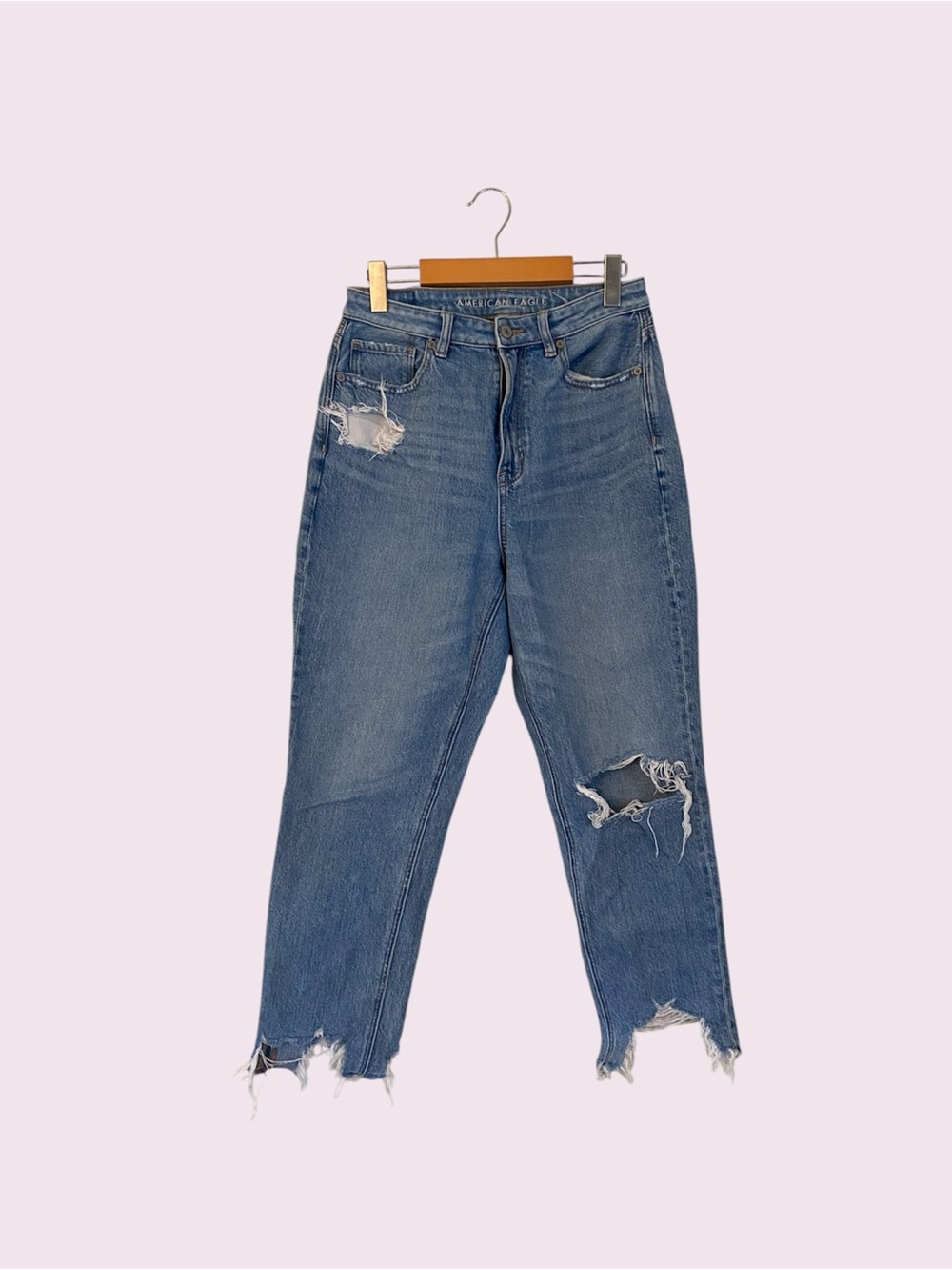 American Eagle Highest Rise Distressed Ankle Length Mom Jeans